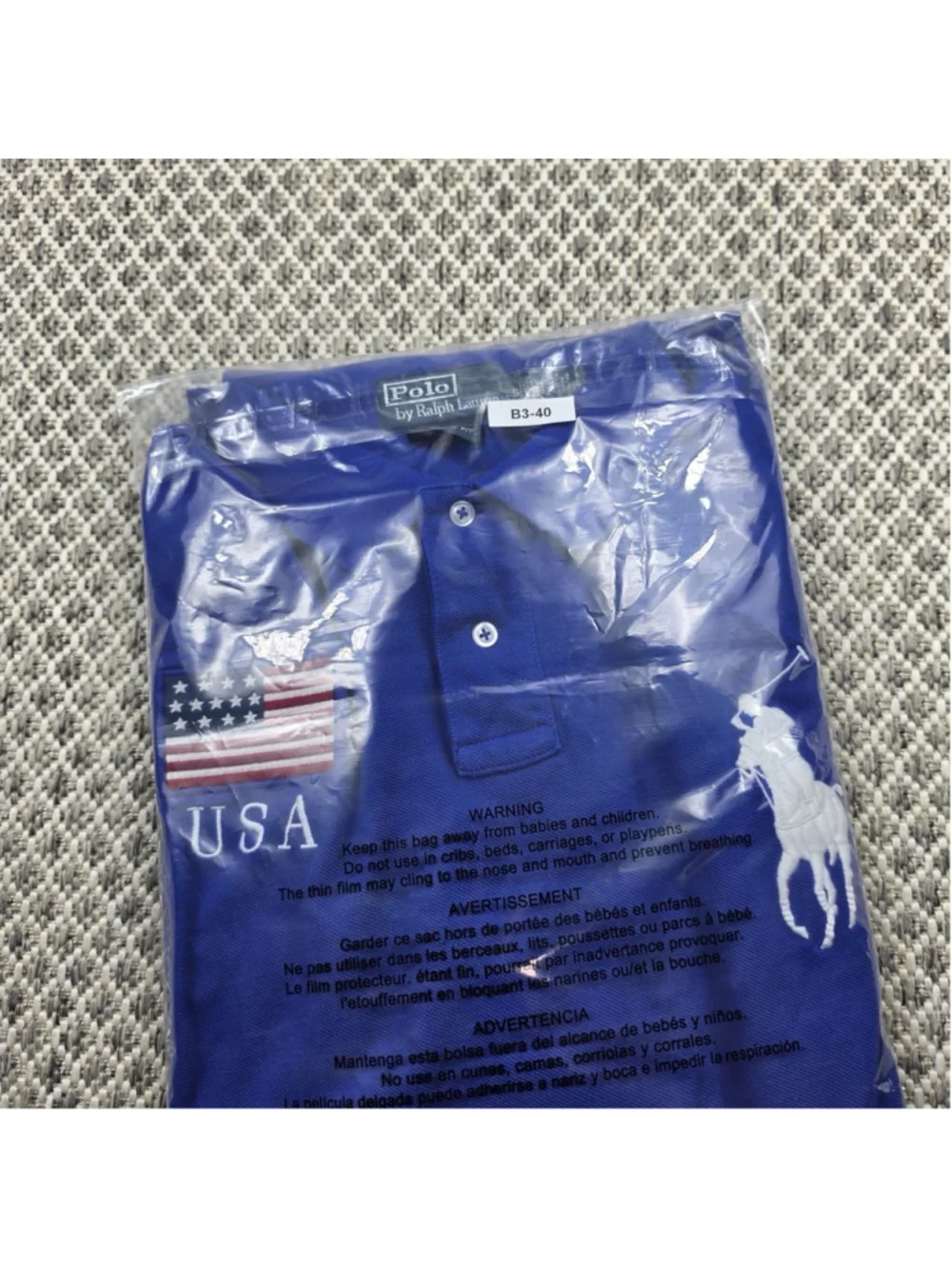 Polo Ralph Lauren USA Big Pony Rugby Polo Shirt Blue Long Sleeve XXL